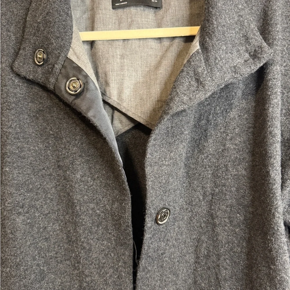 Zara Woman Gray Wool Blend Short Sleeve Cocoon Coat Jacket Funnel Neck M